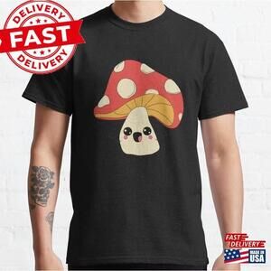 E Kawaii Mushrooms Cartoon Icon Illustration Classic T-Shirt Unisex